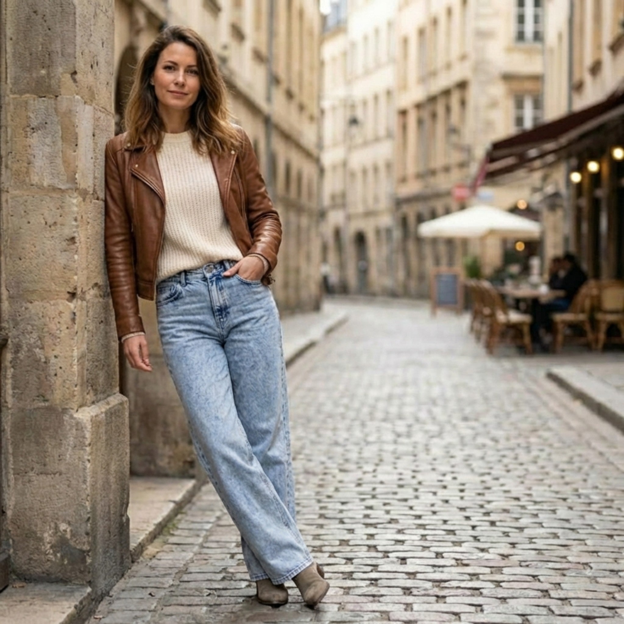 Women’s High-Waist Straight-Leg Jeans – Light Wash Design