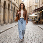 Women’s High-Waist Straight-Leg Jeans – Light Wash Design