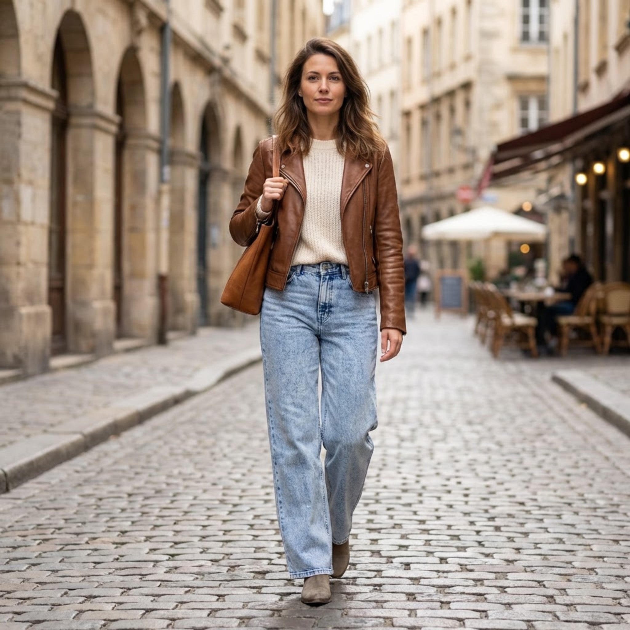 Women’s High-Waist Straight-Leg Jeans – Light Wash Design