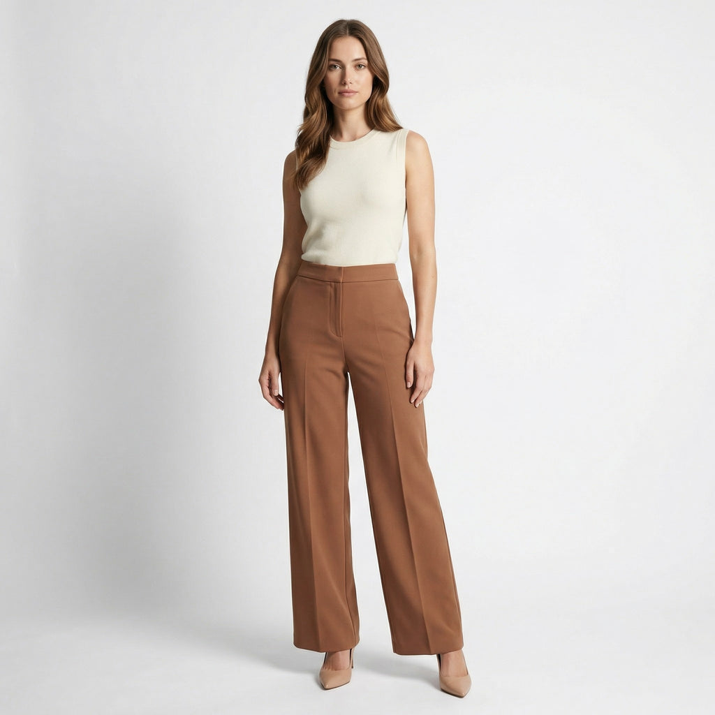 Women’s High-Rise Classic Straight-Leg Pants – Relaxed Fit