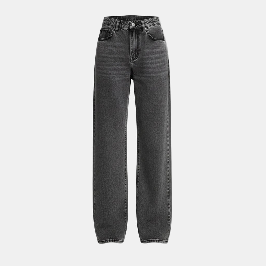 Women’s High Waist Wide-Leg Jeans – Acid Wash Denim Design
