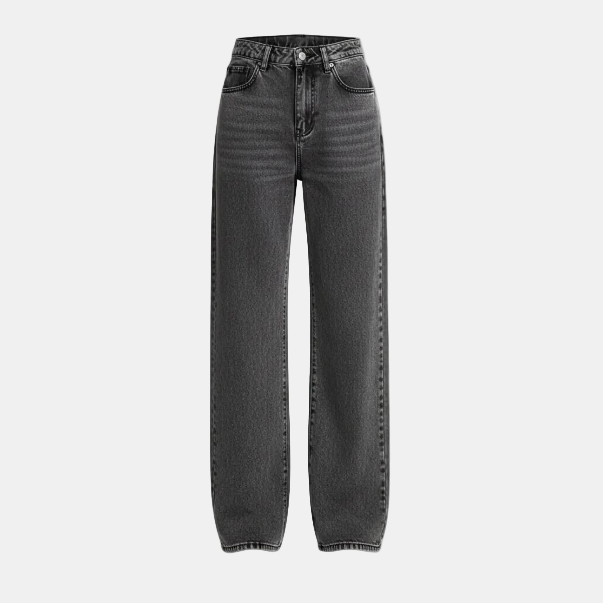 Women’s High Waist Wide-Leg Jeans – Acid Wash Denim Design