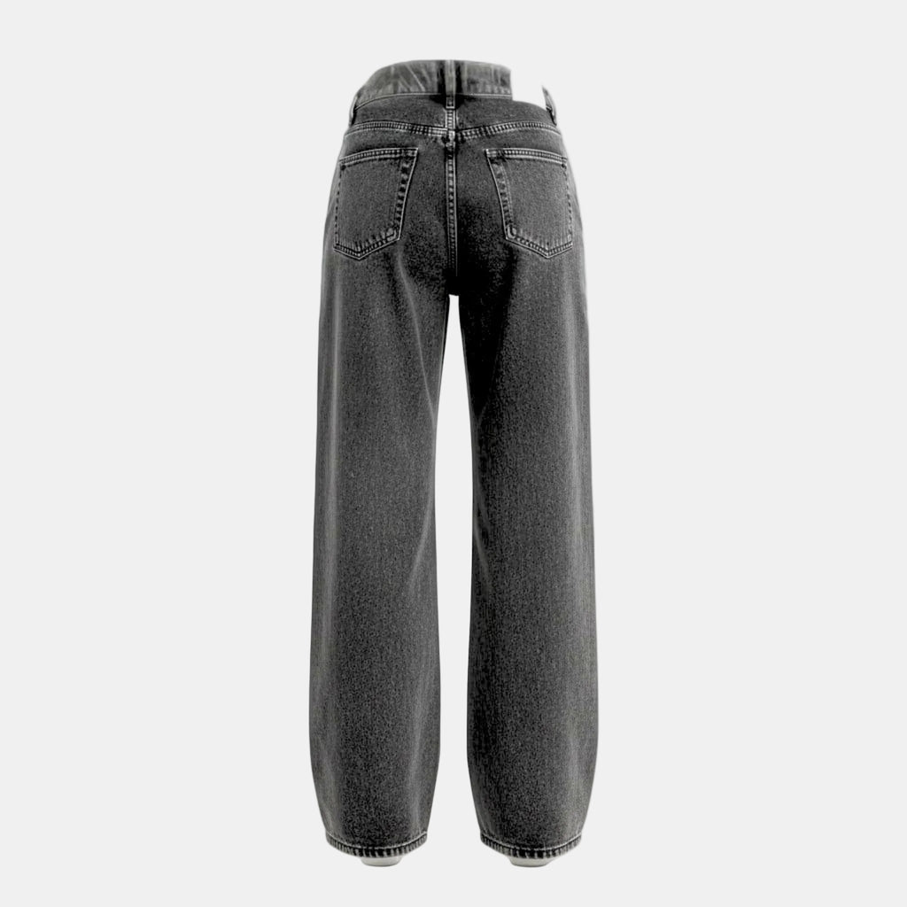 Women’s High Waist Wide-Leg Jeans – Acid Wash Denim Design