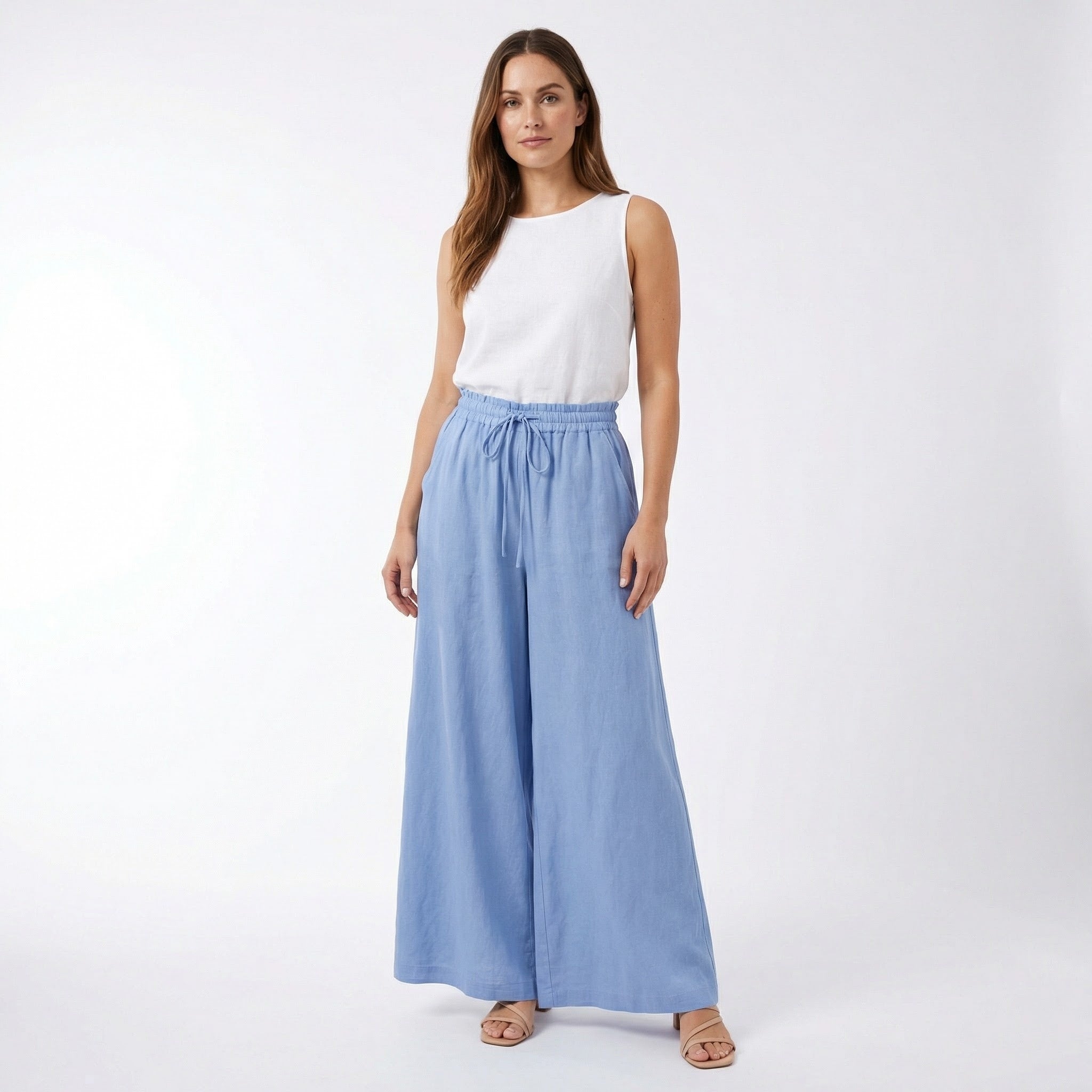 Women’s High-Waist Wide-Leg Pants – Drawstring Waist Design