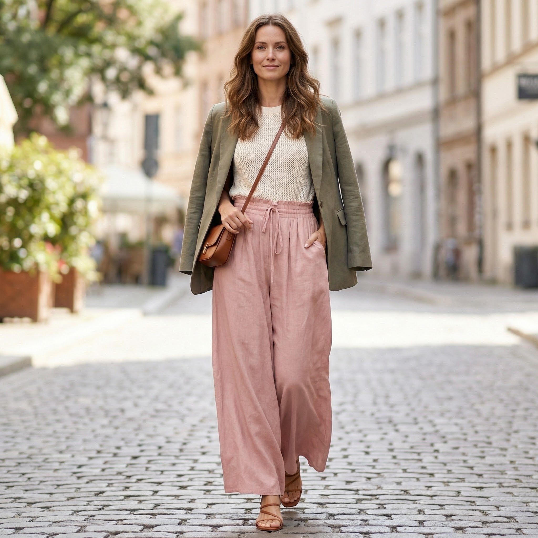 Women’s High-Waist Wide-Leg Pants – Drawstring Waist Design