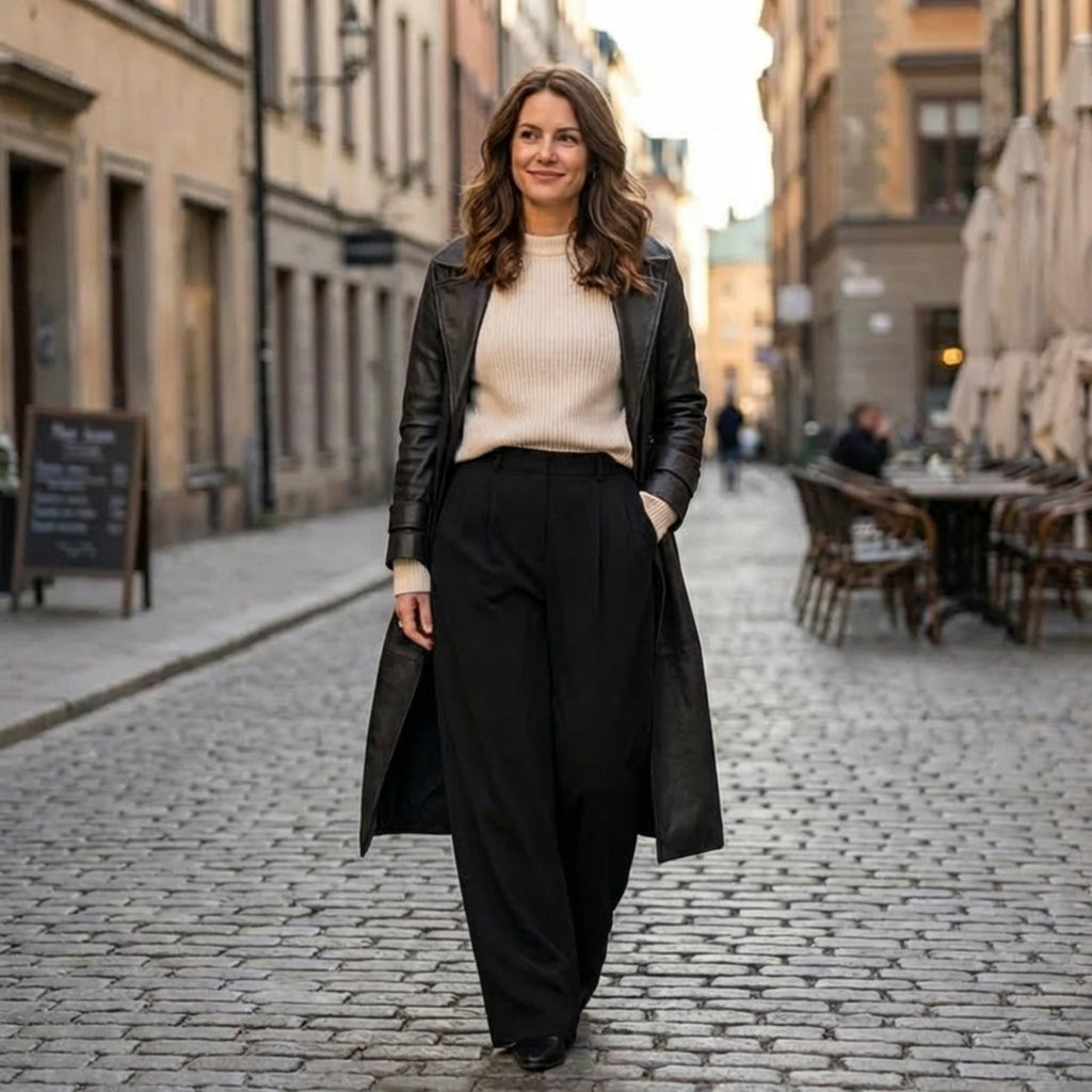 Women’s High Waist Wide Leg Pants – Pleated Straight Fit
