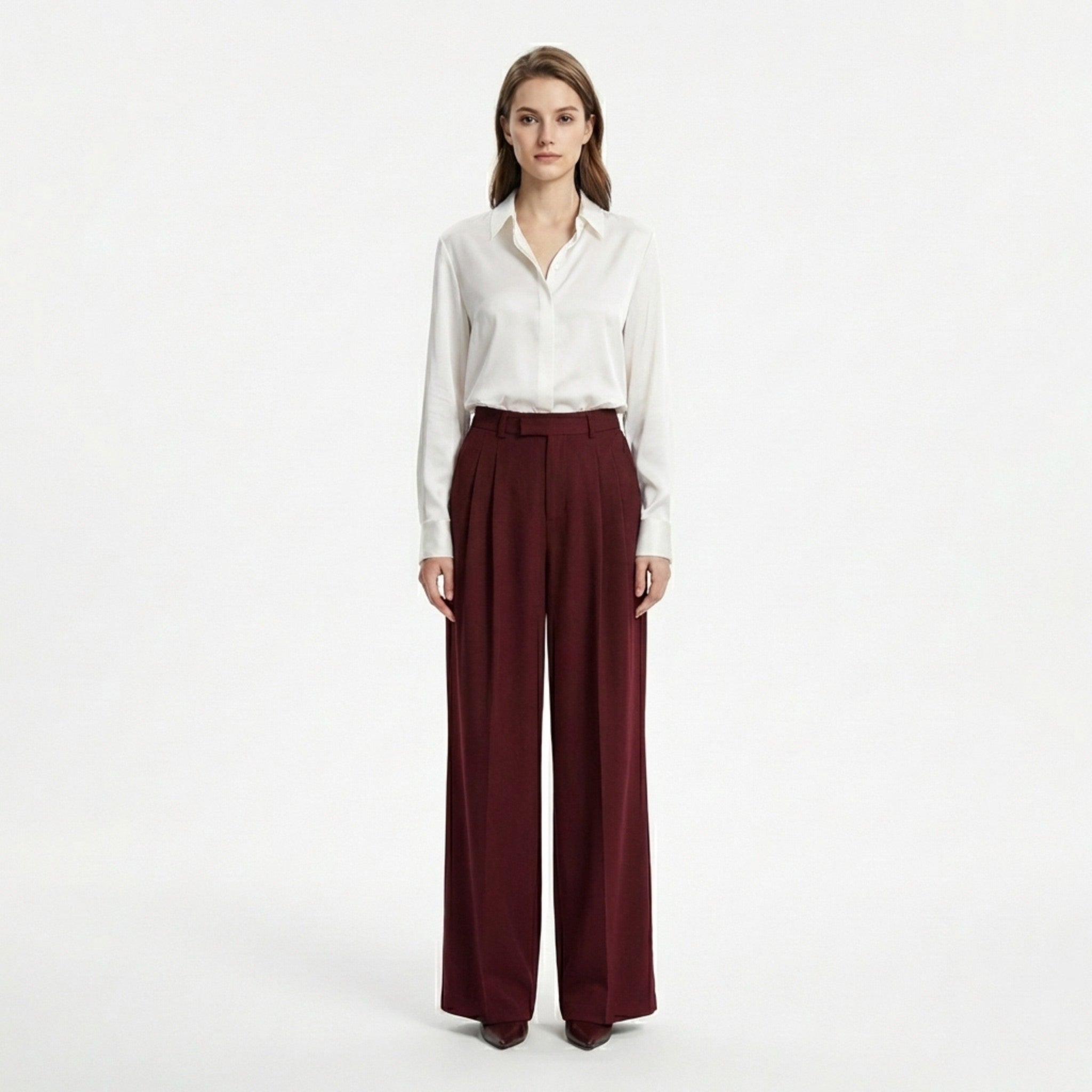 Women’s High Waist Wide Leg Pants – Pleated Straight Fit