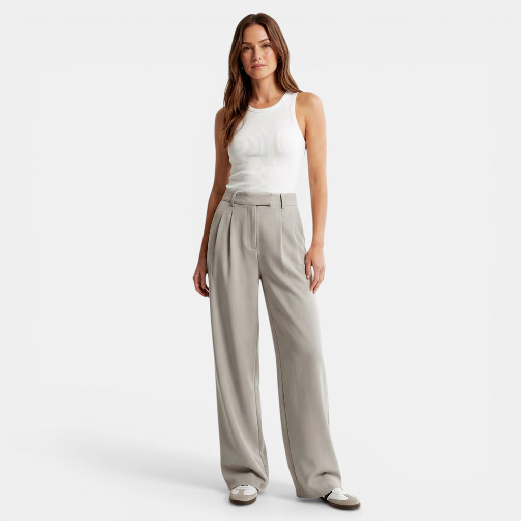 Women’s High Waist Wide-Leg Trousers – Solid Color Tailored Style