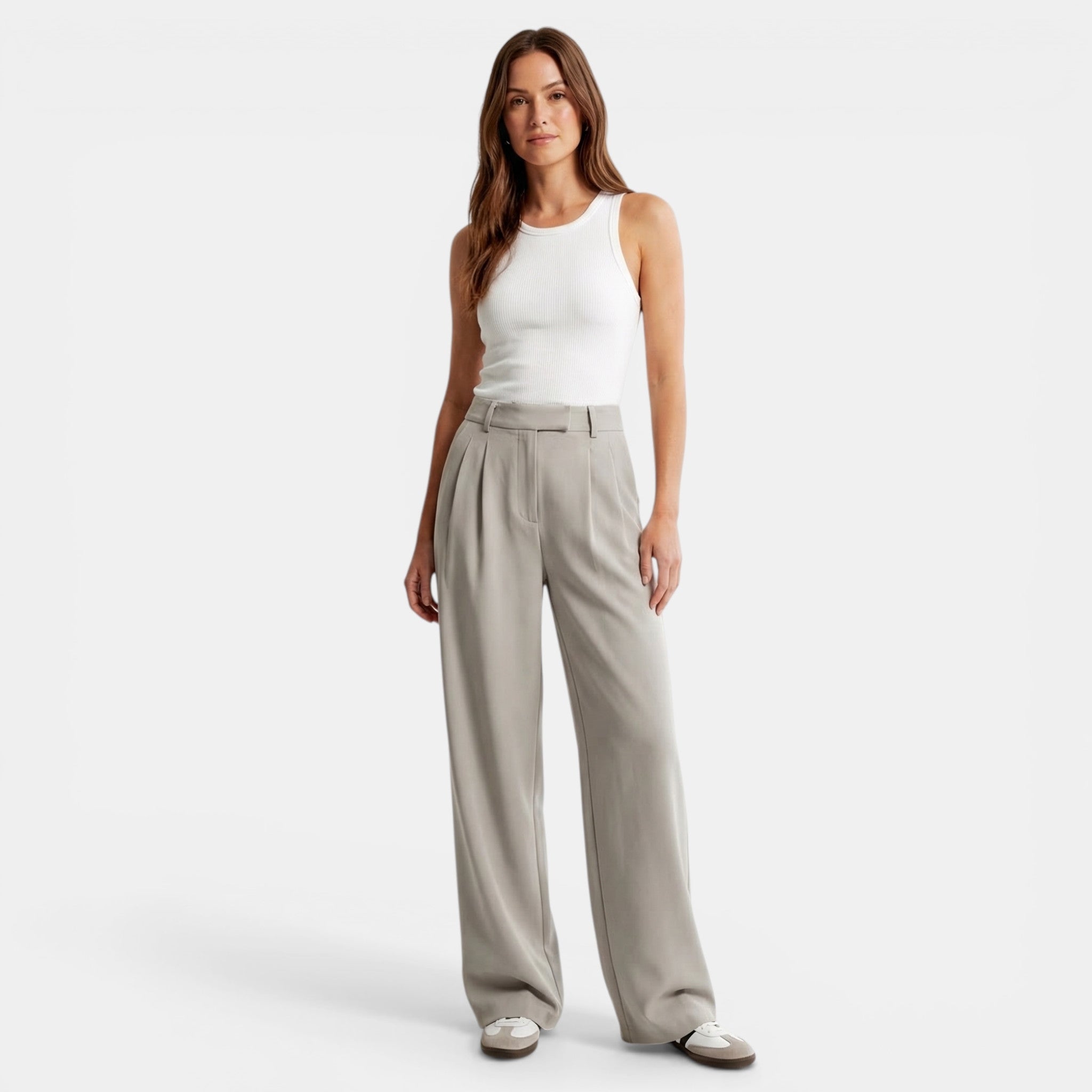 Women’s High Waist Wide-Leg Trousers – Solid Color Tailored Style