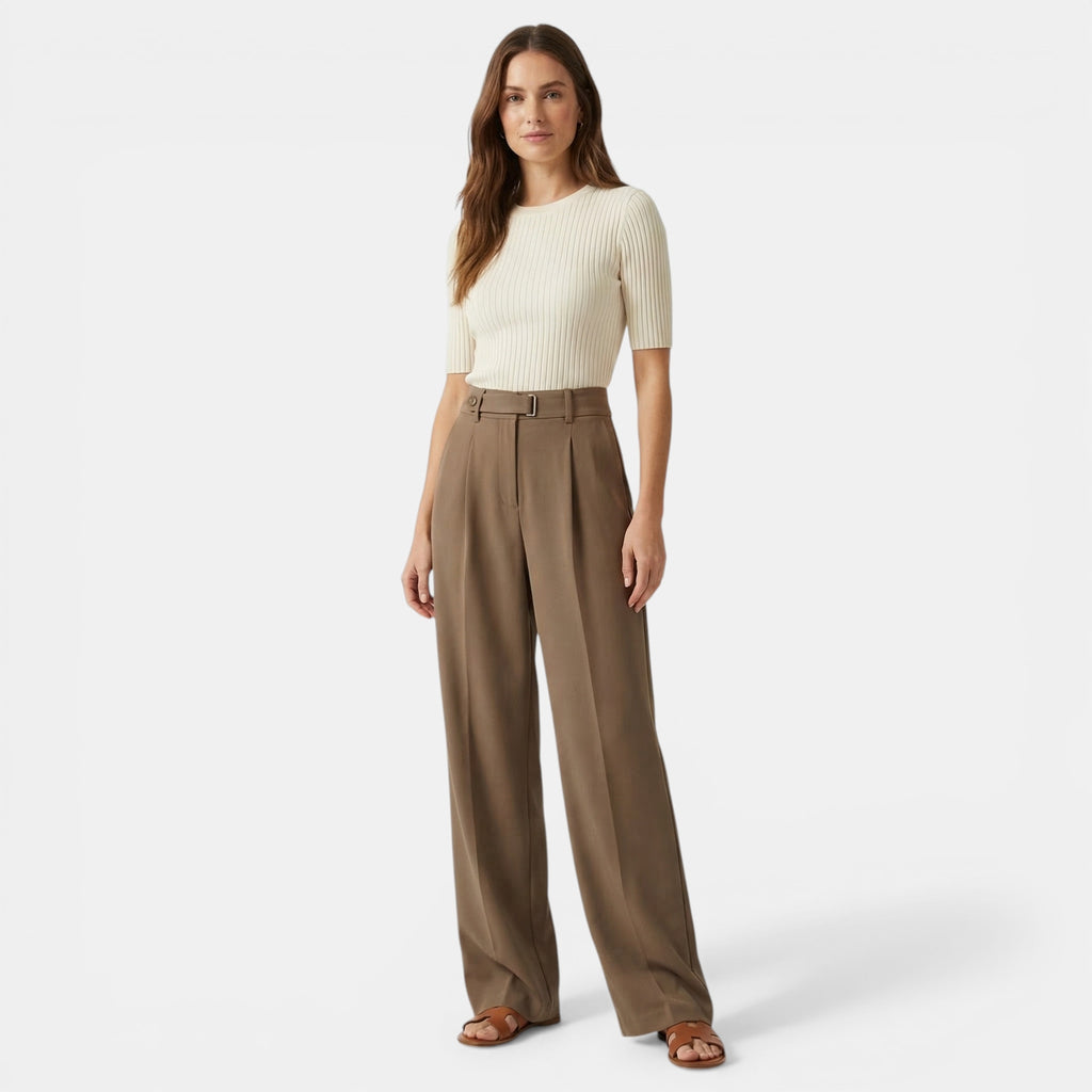 Women’s High Waist Wide-Leg Trousers – Solid Color Tailored Style