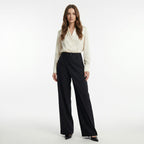 Women’s High-Waisted Straight-Leg Pants – Asymmetrical Style