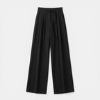Women’s High-Waisted Straight Leg Pants – Faux Drawstring Detail