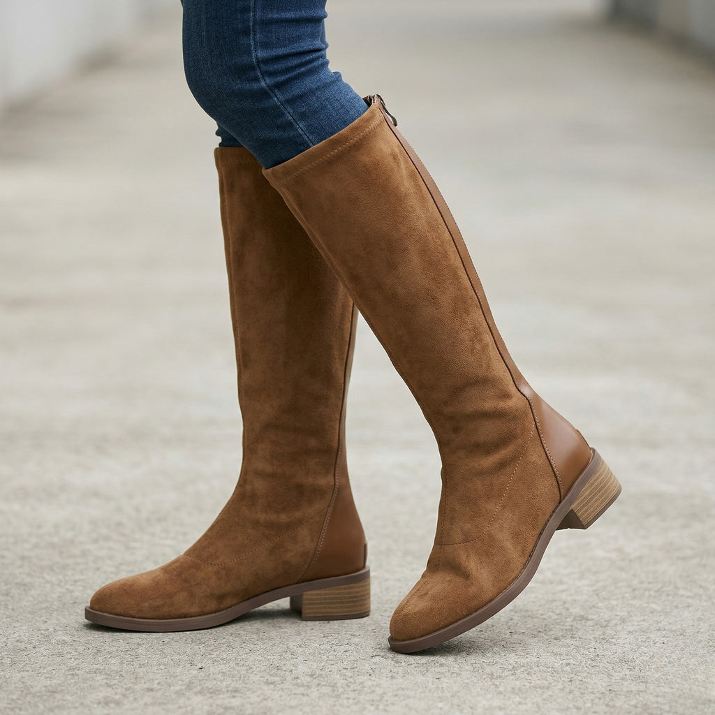 Women’s Knee High Boots – Side Zipper Flat Sole Style