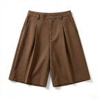 Women’s Knee Length Shorts – Straight Leg Pleated Fit