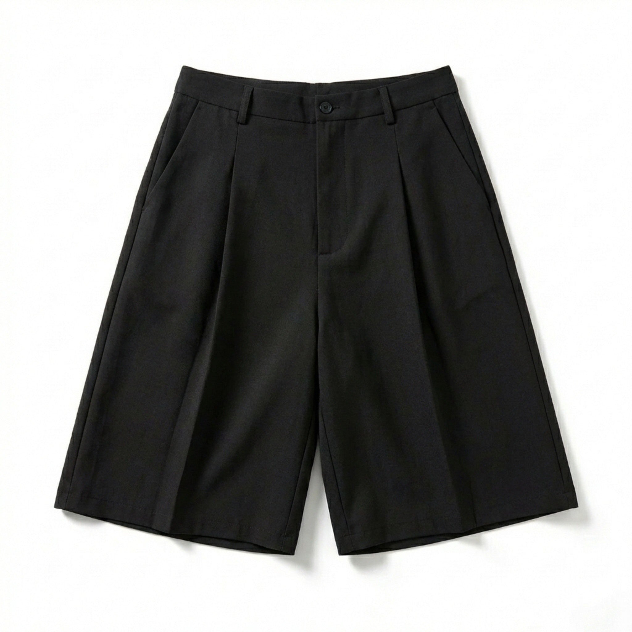 Women’s Knee Length Shorts – Straight Leg Pleated Fit
