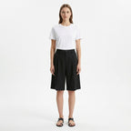 Women’s Knee Length Shorts – Straight Leg Pleated Fit