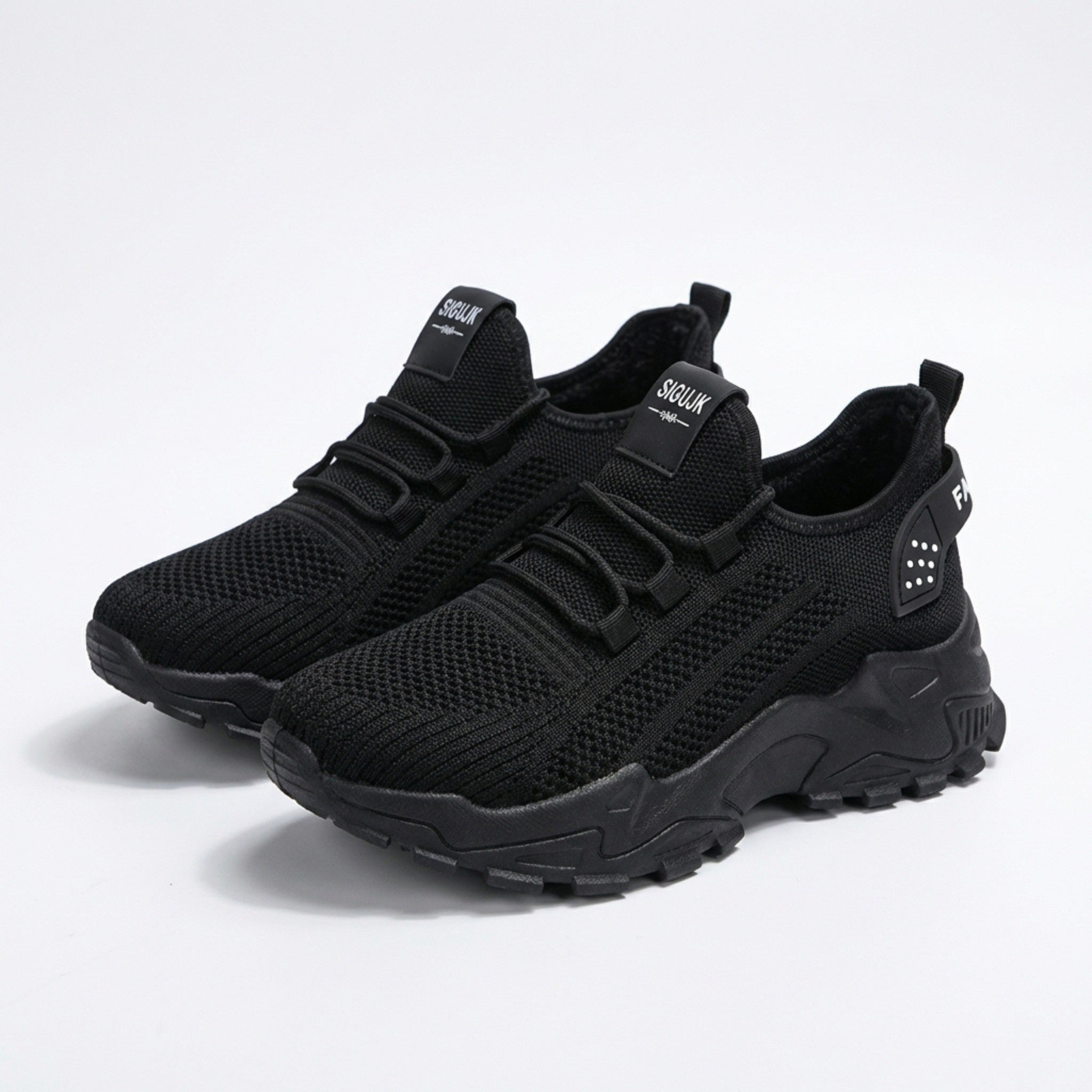 Women’s Knit Lace-Up Sneakers – Low Top Chunky Sole Style