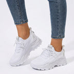 Women’s Knit Lace-Up Sneakers – Low Top Chunky Sole Style