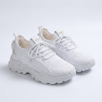 Women’s Knit Lace-Up Sneakers – Low Top Chunky Sole Style