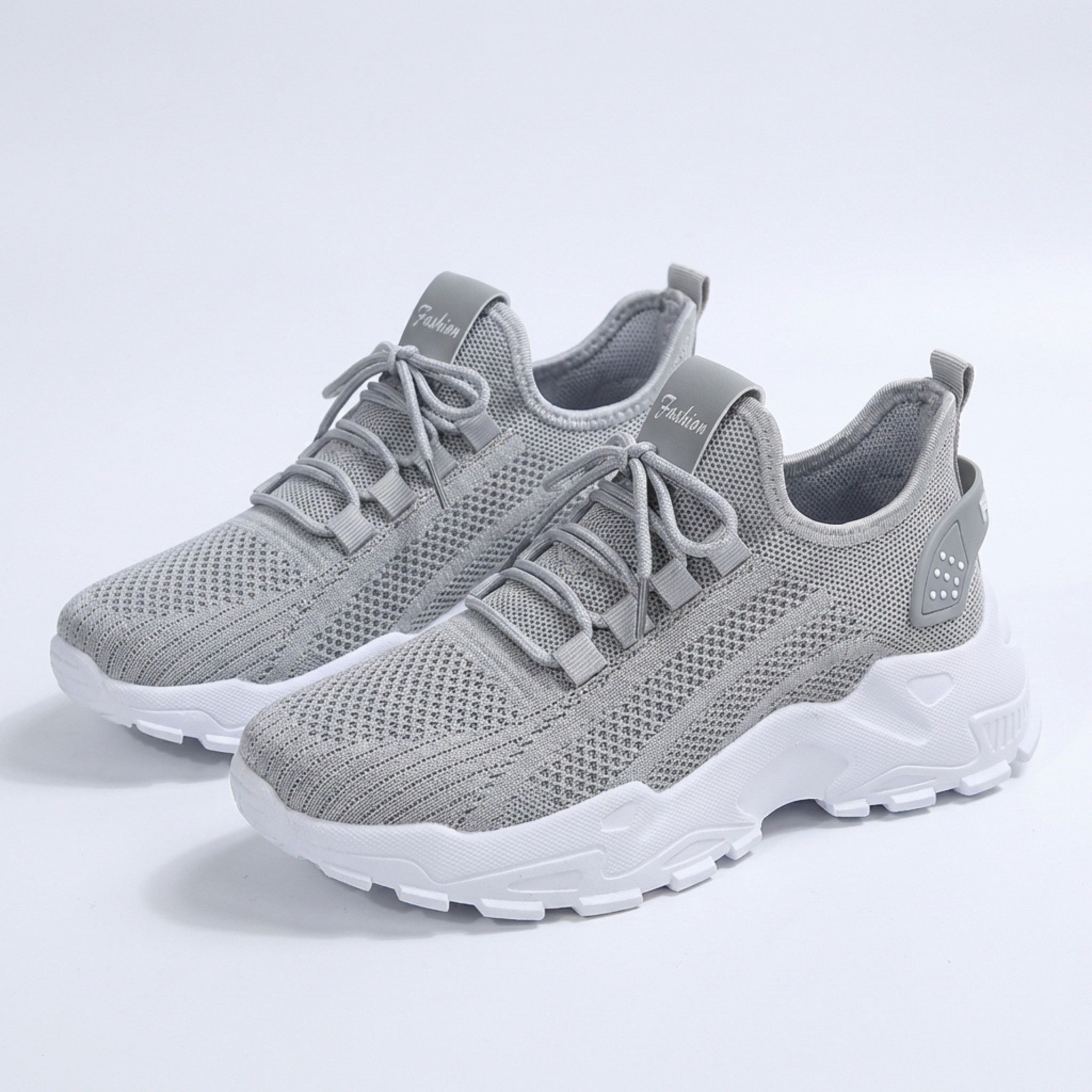 Women’s Knit Lace-Up Sneakers – Low Top Chunky Sole Style