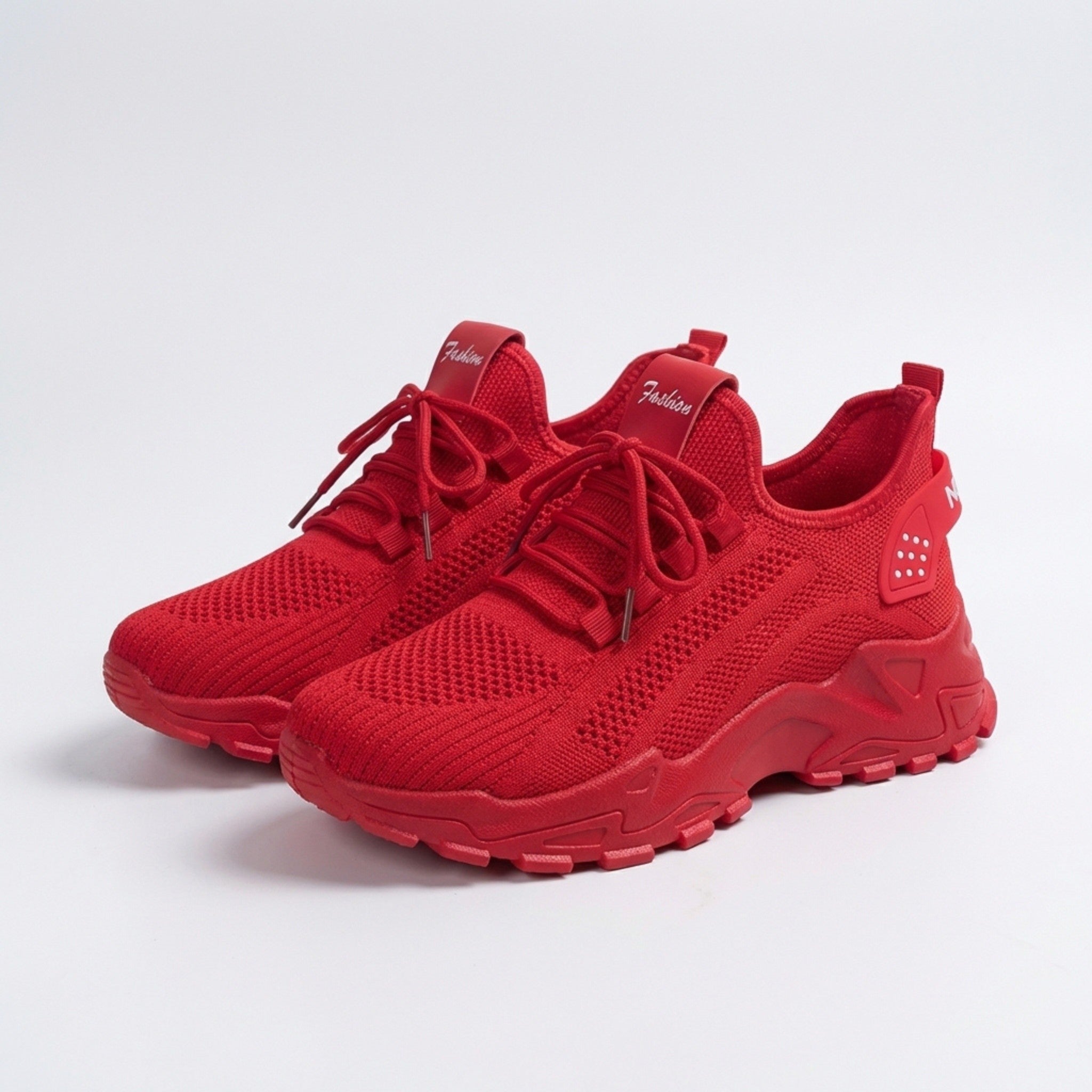 Women’s Knit Lace-Up Sneakers – Low Top Chunky Sole Style