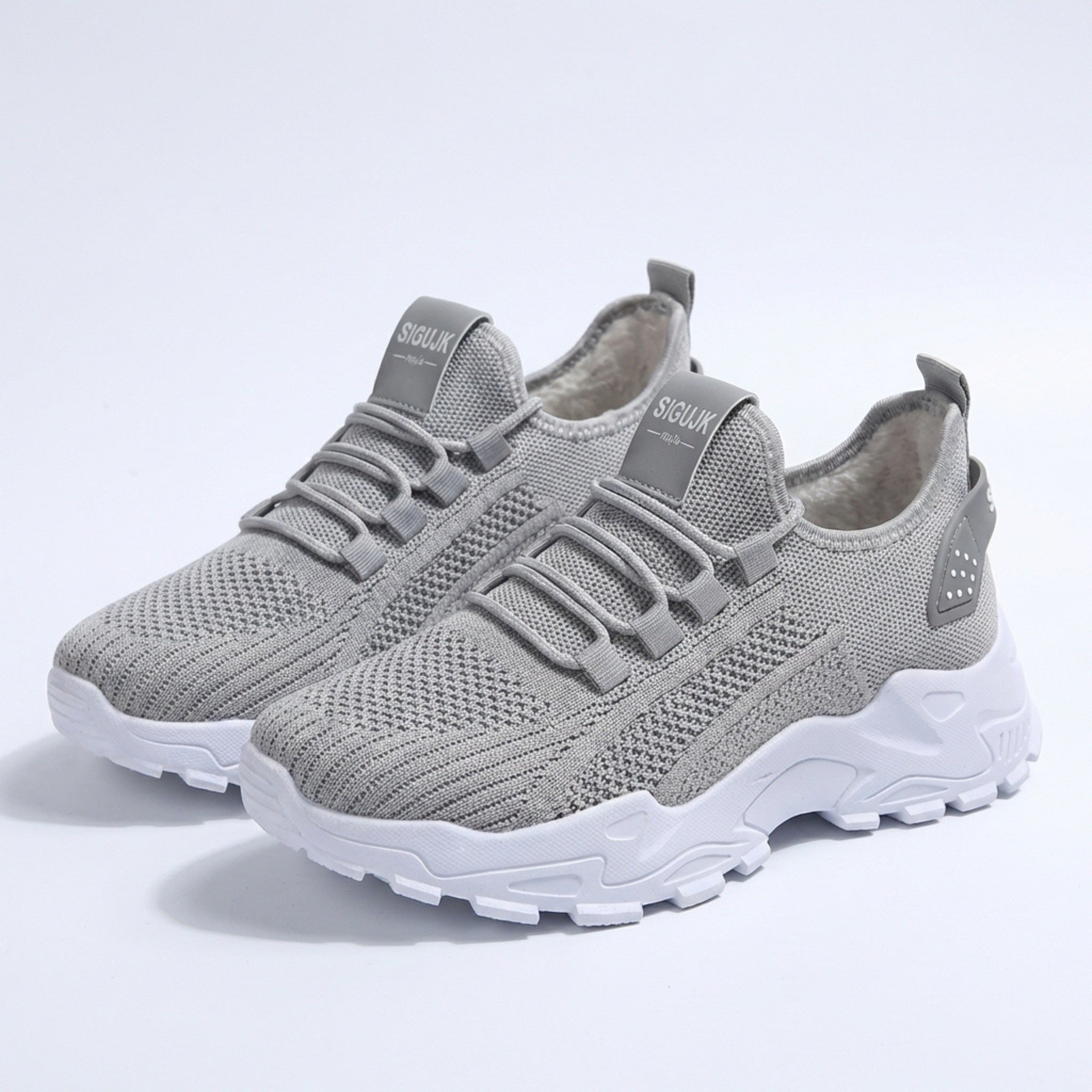 Women’s Knit Lace-Up Sneakers – Low Top Chunky Sole Style