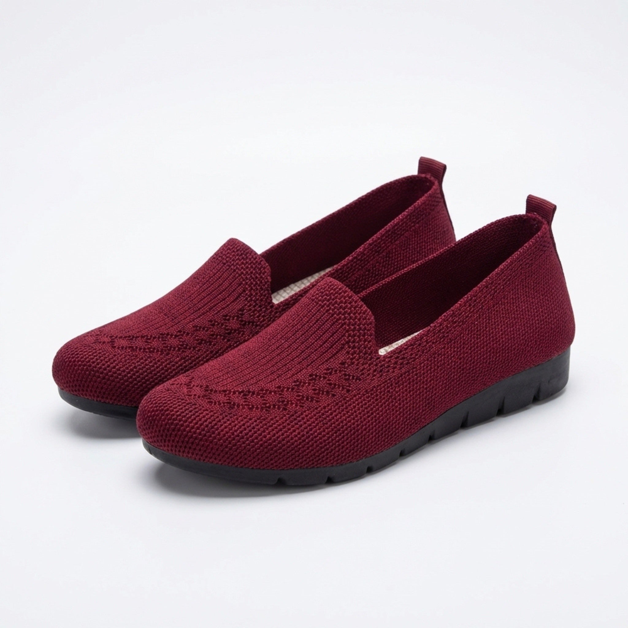 Women’s Knit Slip-On Loafers – Low Top Flat Sole Style