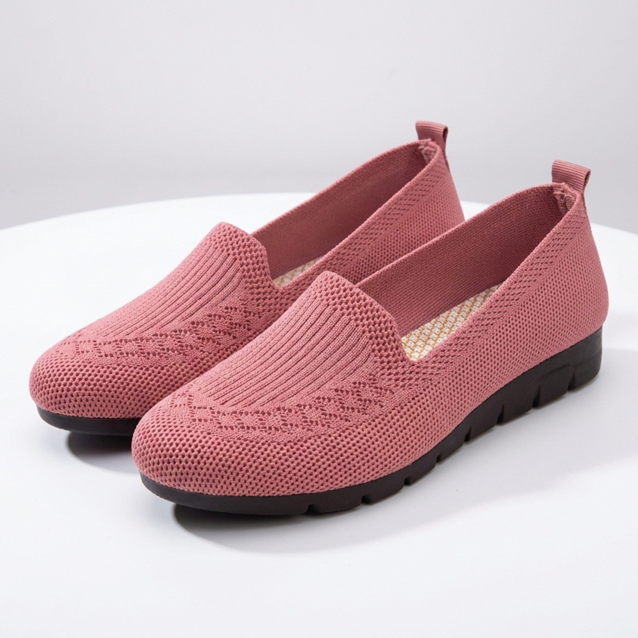 Women’s Knit Slip-On Loafers – Low Top Flat Sole Style
