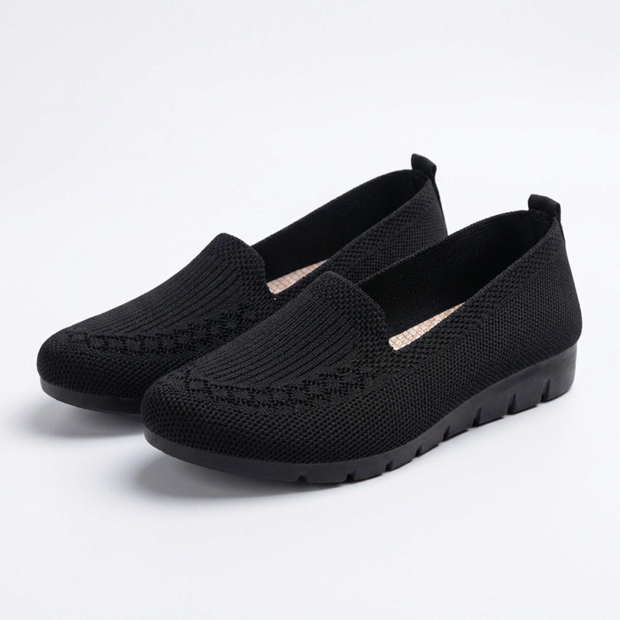 Women’s Knit Slip-On Loafers – Low Top Flat Sole Style