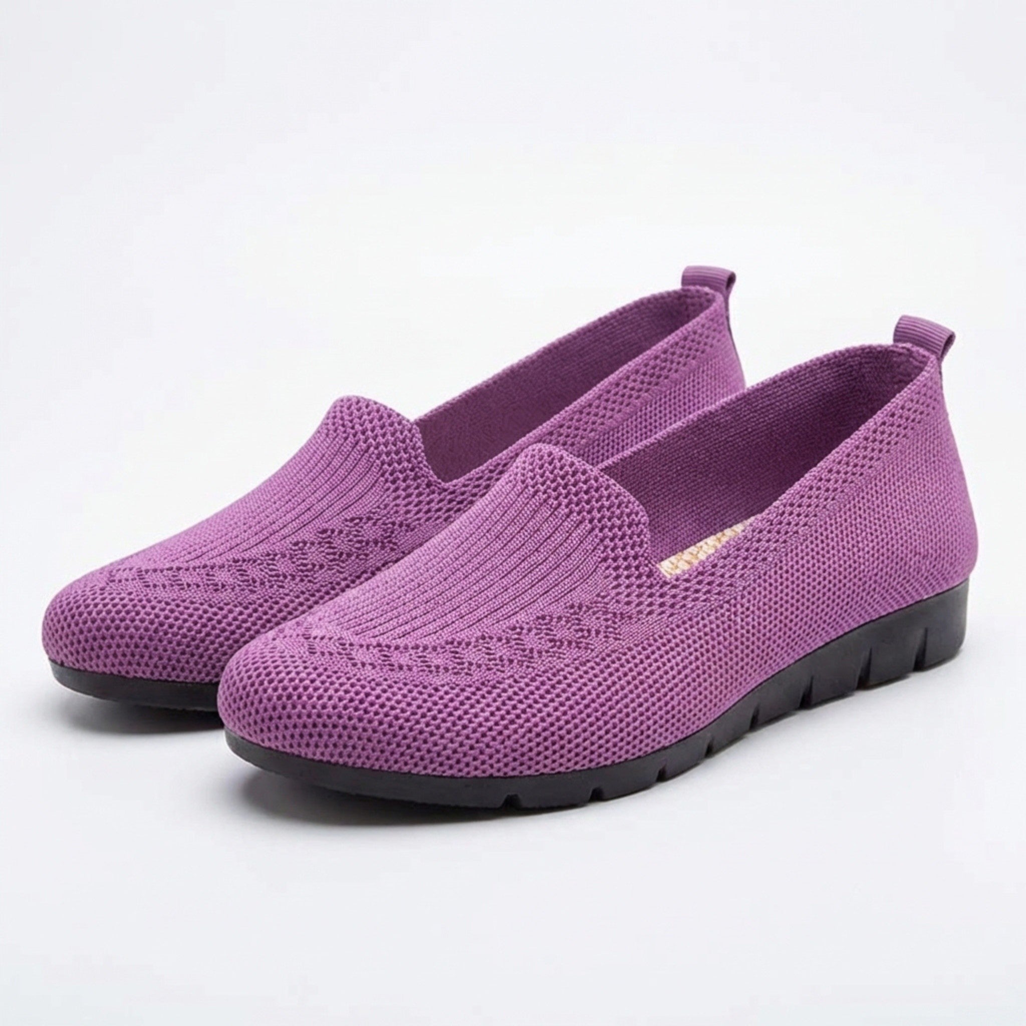 Women’s Knit Slip-On Loafers – Low Top Flat Sole Style