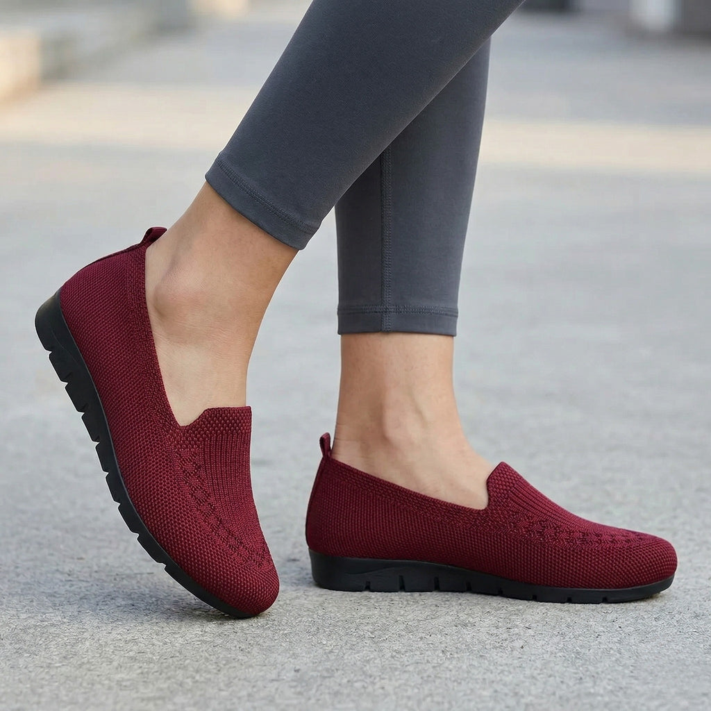 Women’s Knit Slip-On Loafers – Low Top Flat Sole Style