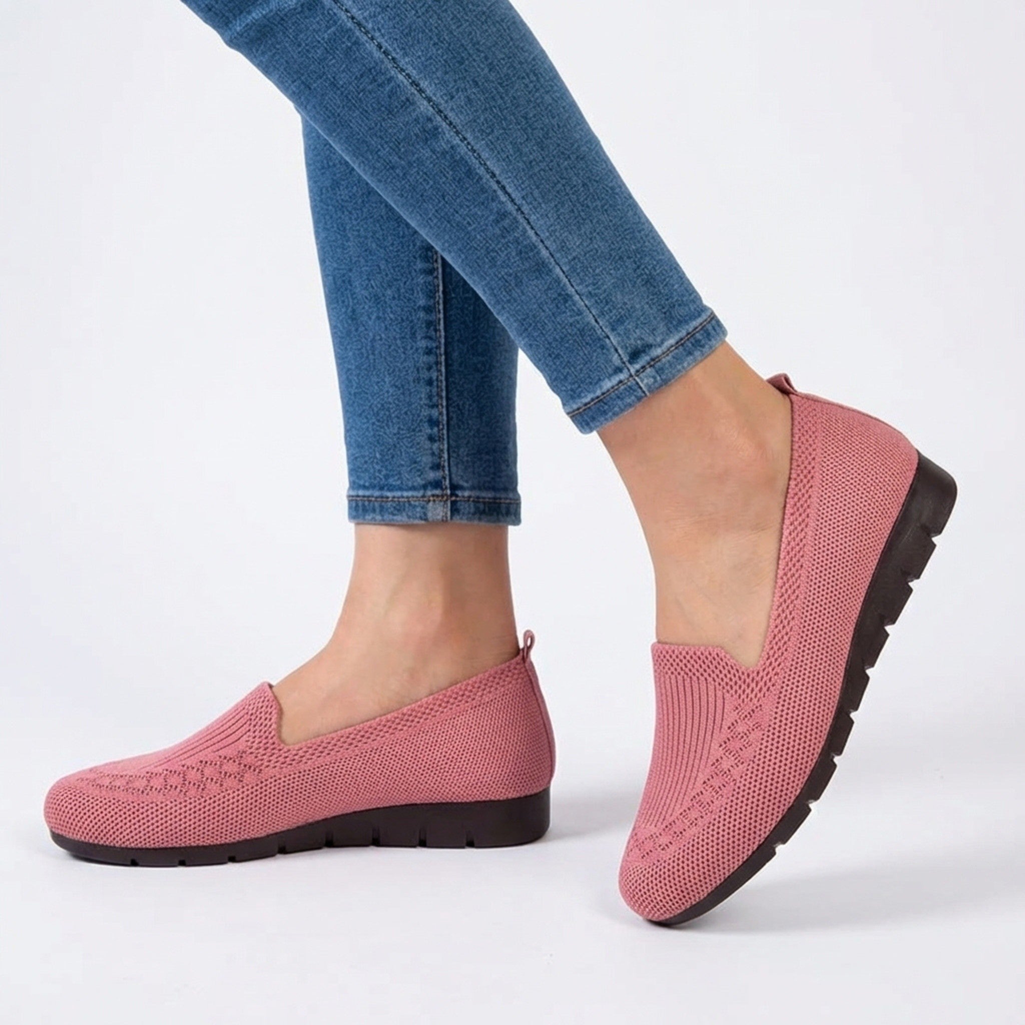 Women’s Knit Slip-On Loafers – Low Top Flat Sole Style