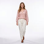 Women’s Lace Blouse – Long Sleeve Drawstring Neck