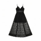 Women’s Lace Culotte Jumpsuit – V-Neck Long Length