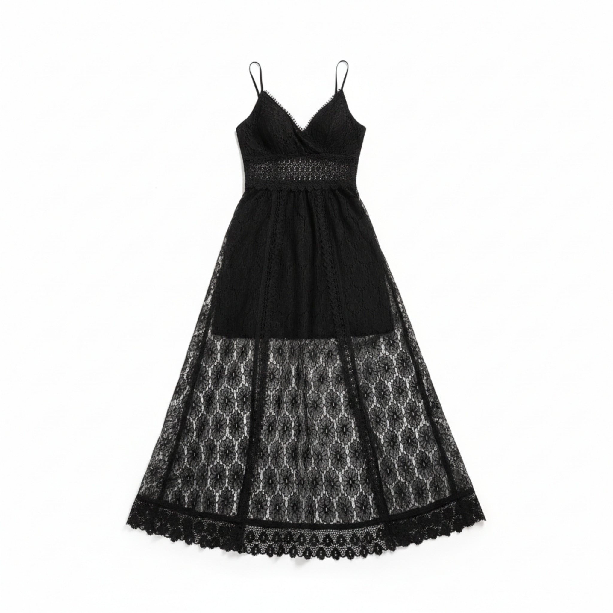 Women’s Lace Culotte Jumpsuit – V-Neck Long Length
