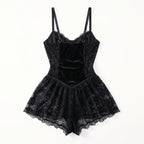 Women’s Lace Panel Mini Dress – Strappy Fit and Flare