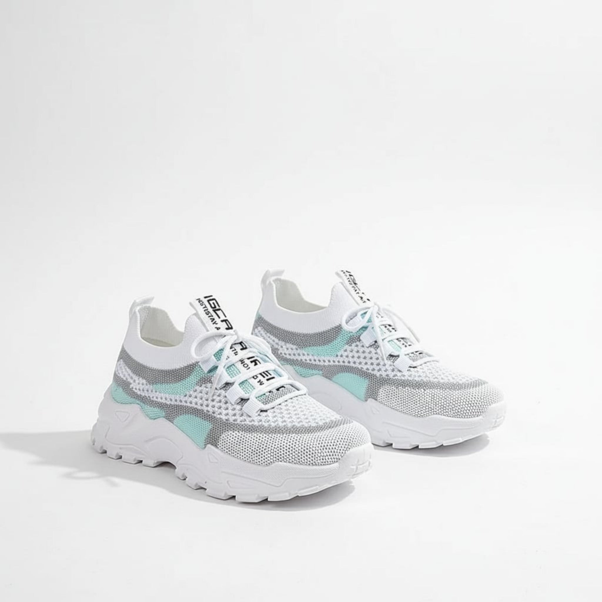 Women’s Lace-Up Sneakers – Color Block Mesh Design