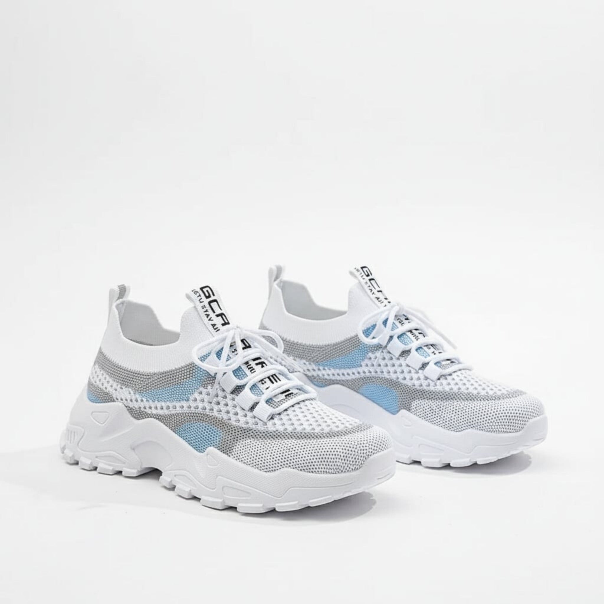 Women’s Lace-Up Sneakers – Color Block Mesh Design