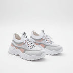 Women’s Lace-Up Sneakers – Color Block Mesh Design