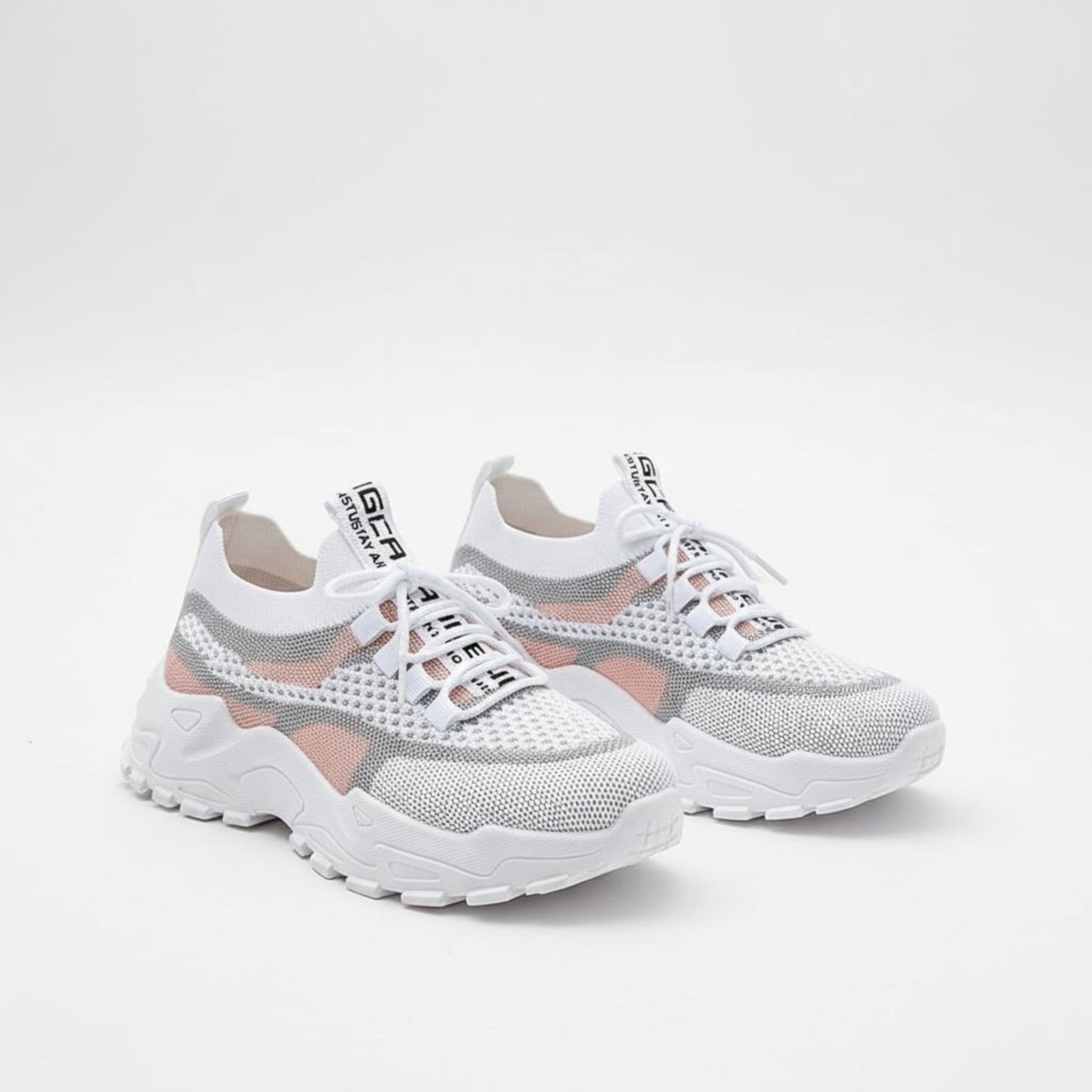 Women’s Lace-Up Sneakers – Color Block Mesh Design