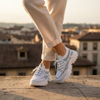 Women’s Lace-Up Sneakers – Color Block Mesh Design