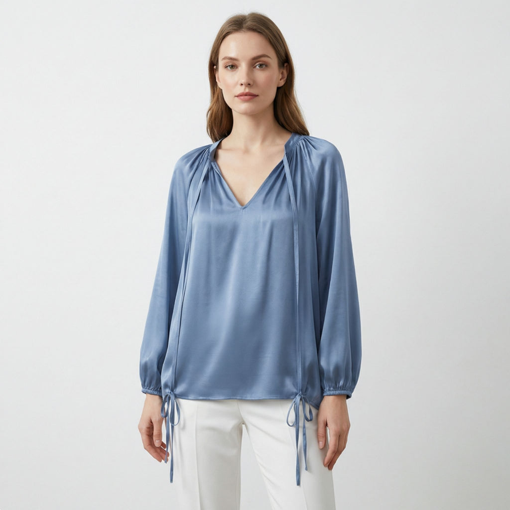 Women’s Lantern Long Sleeve Casual V-Neck Top