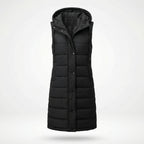 Women’s Long Padded Hooded Vest – Sleek Casual Layering Style