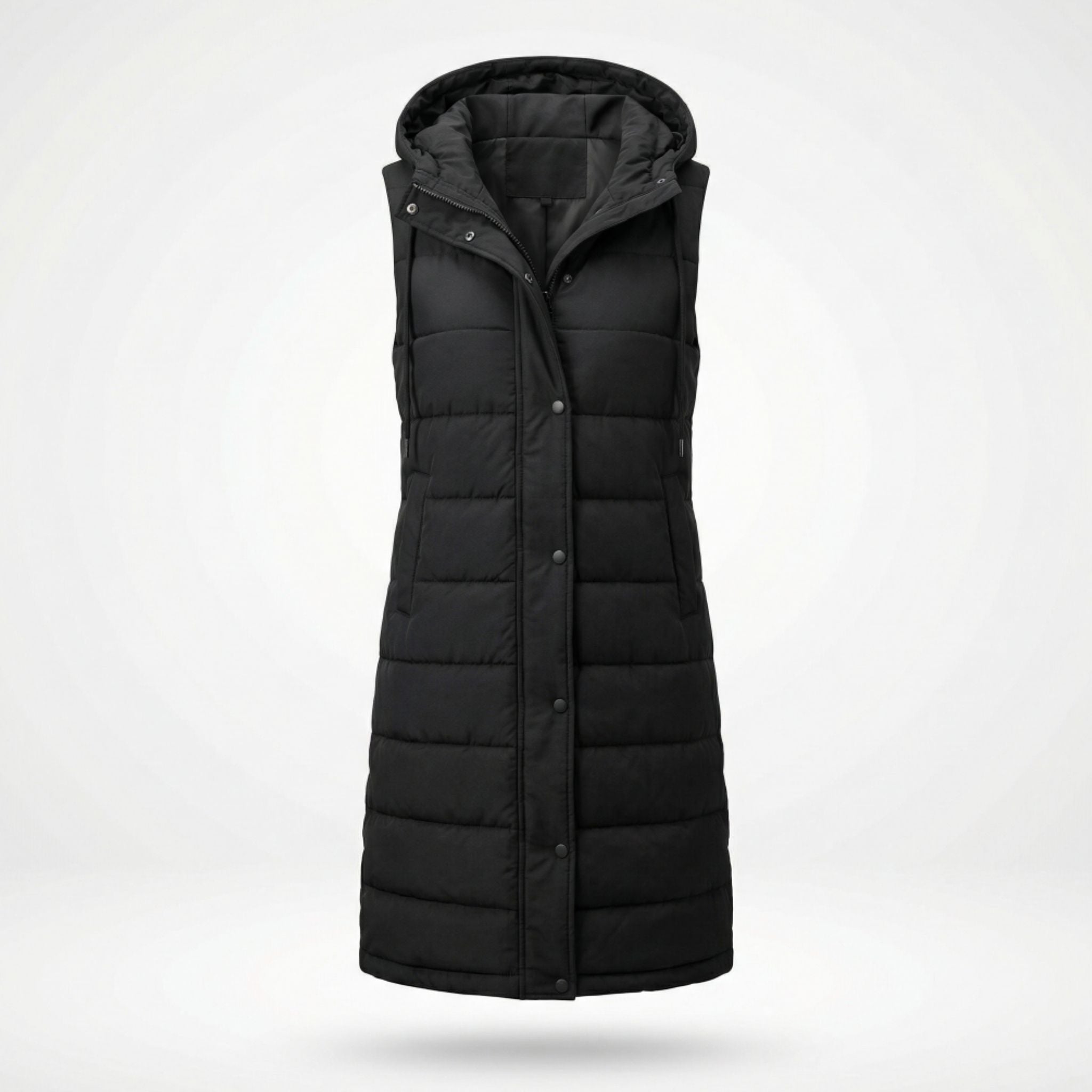 Women’s Long Padded Hooded Vest – Sleek Casual Layering Style