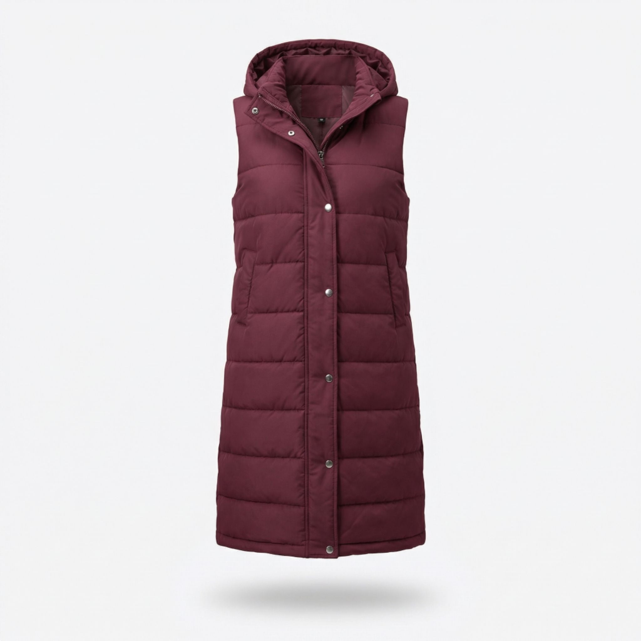 Women’s Long Padded Hooded Vest – Sleek Casual Layering Style