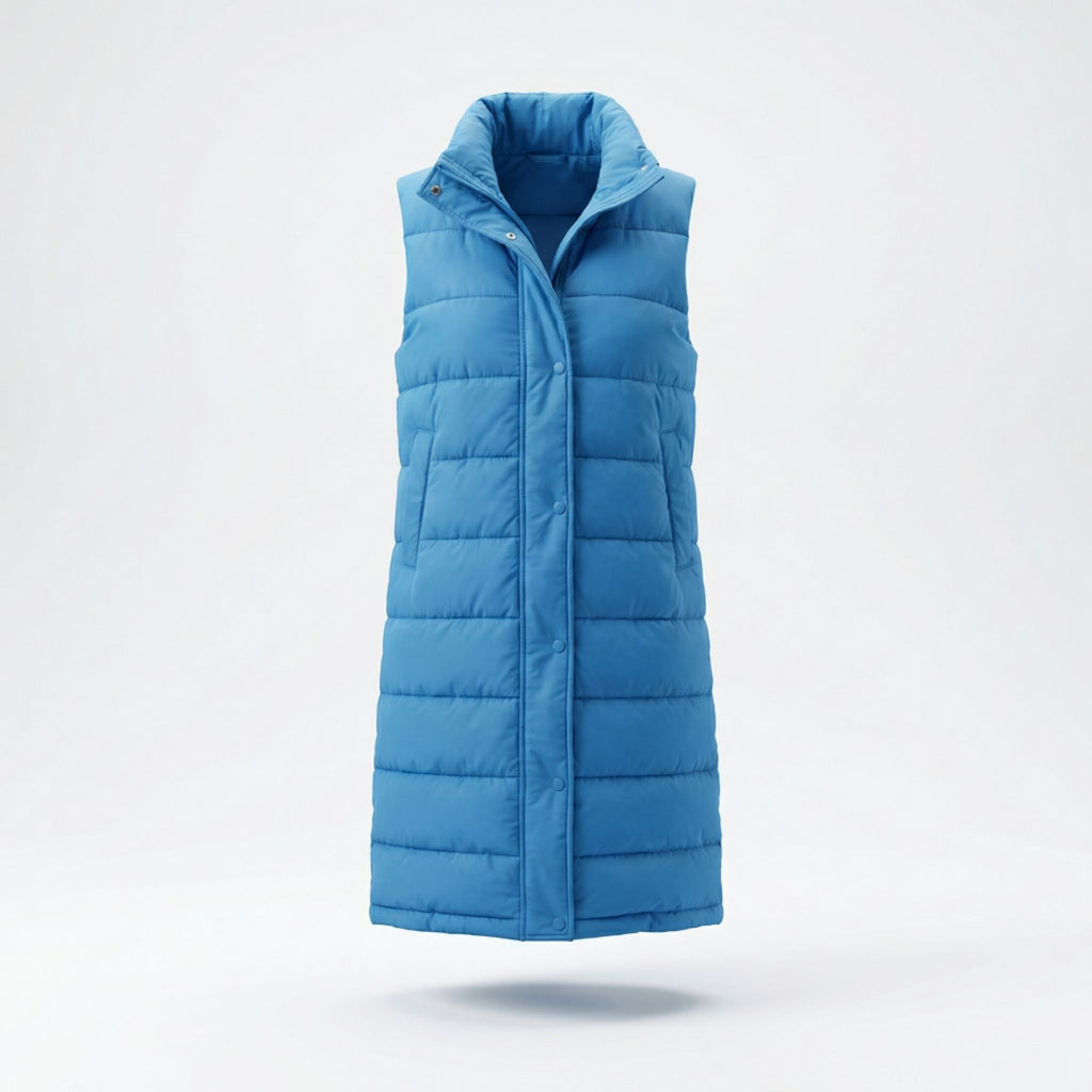 Women’s Long Padded Hooded Vest – Sleek Casual Layering Style