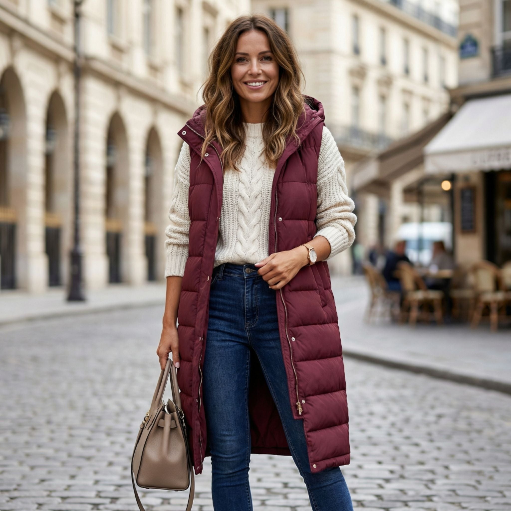 Women’s Long Padded Hooded Vest – Sleek Casual Layering Style