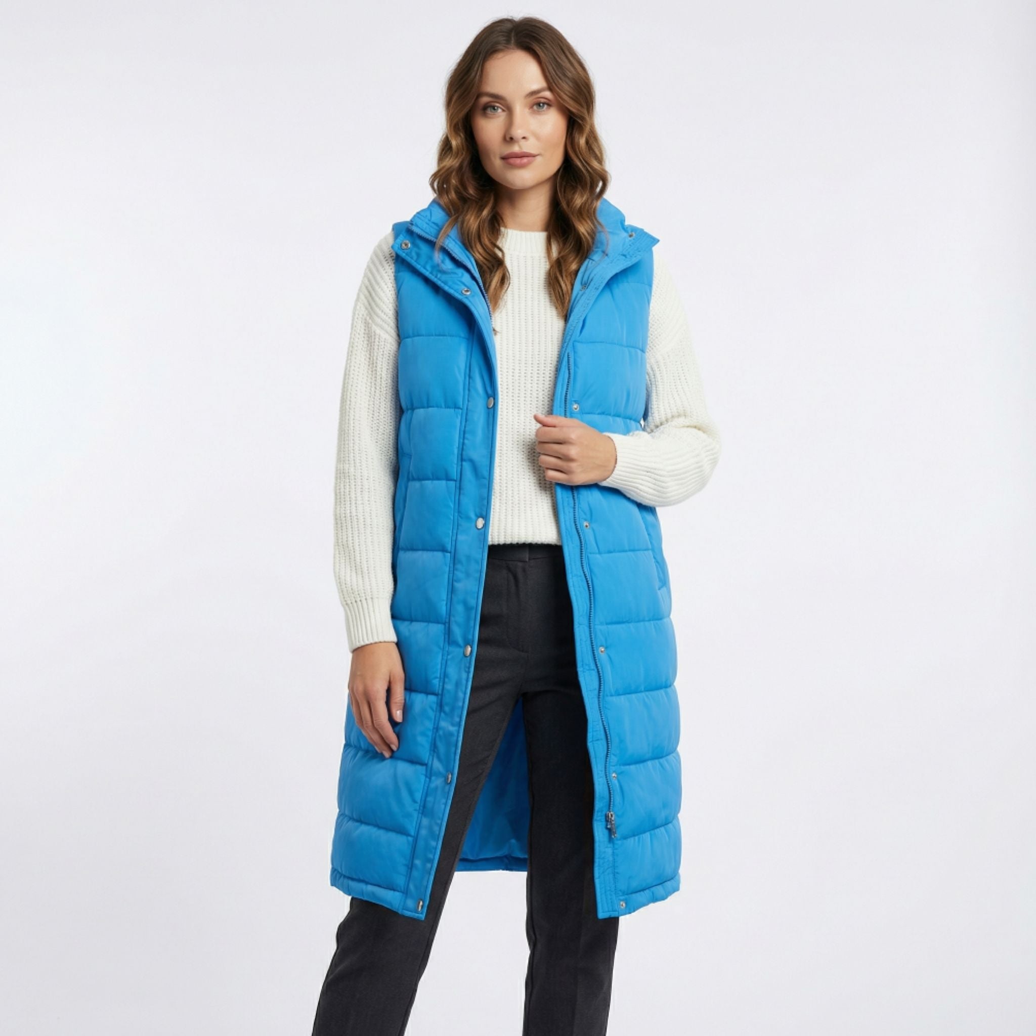 Women’s Long Padded Hooded Vest – Sleek Casual Layering Style
