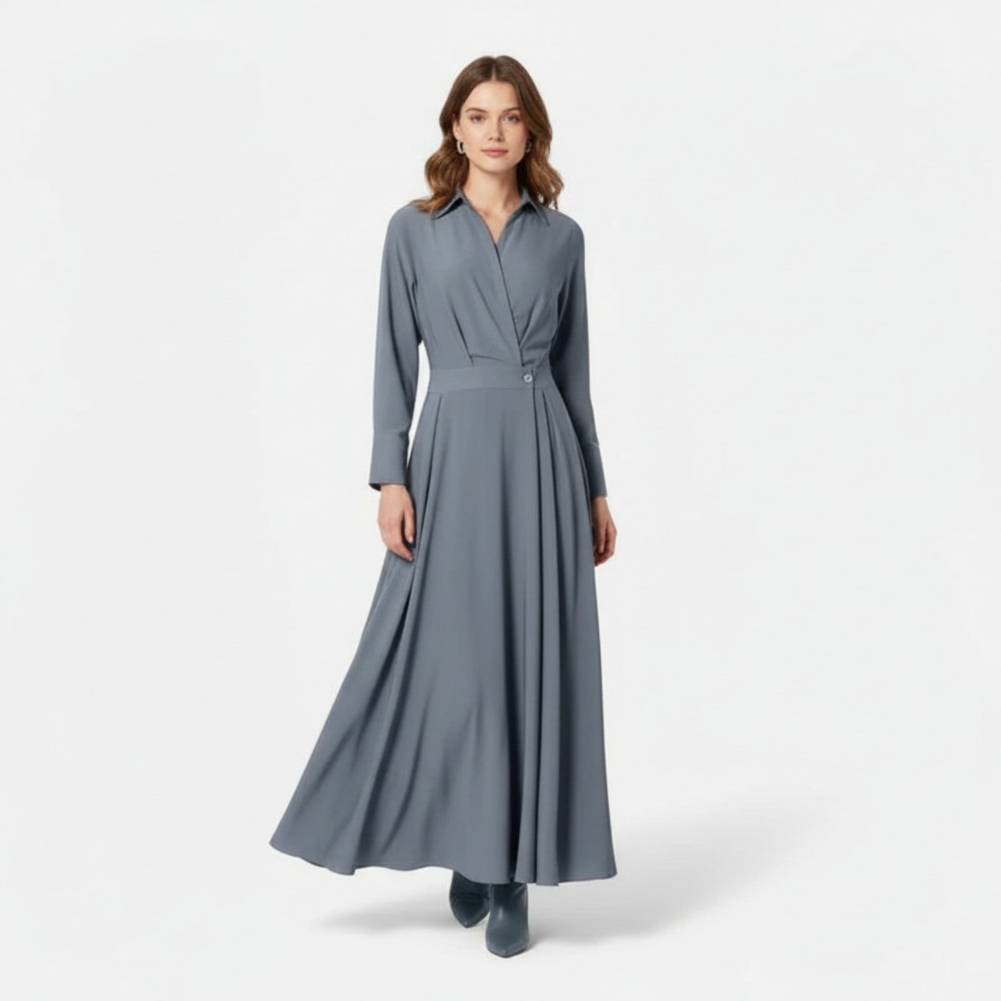 Women’s Long Shirt-Dress in Cotton-Blend