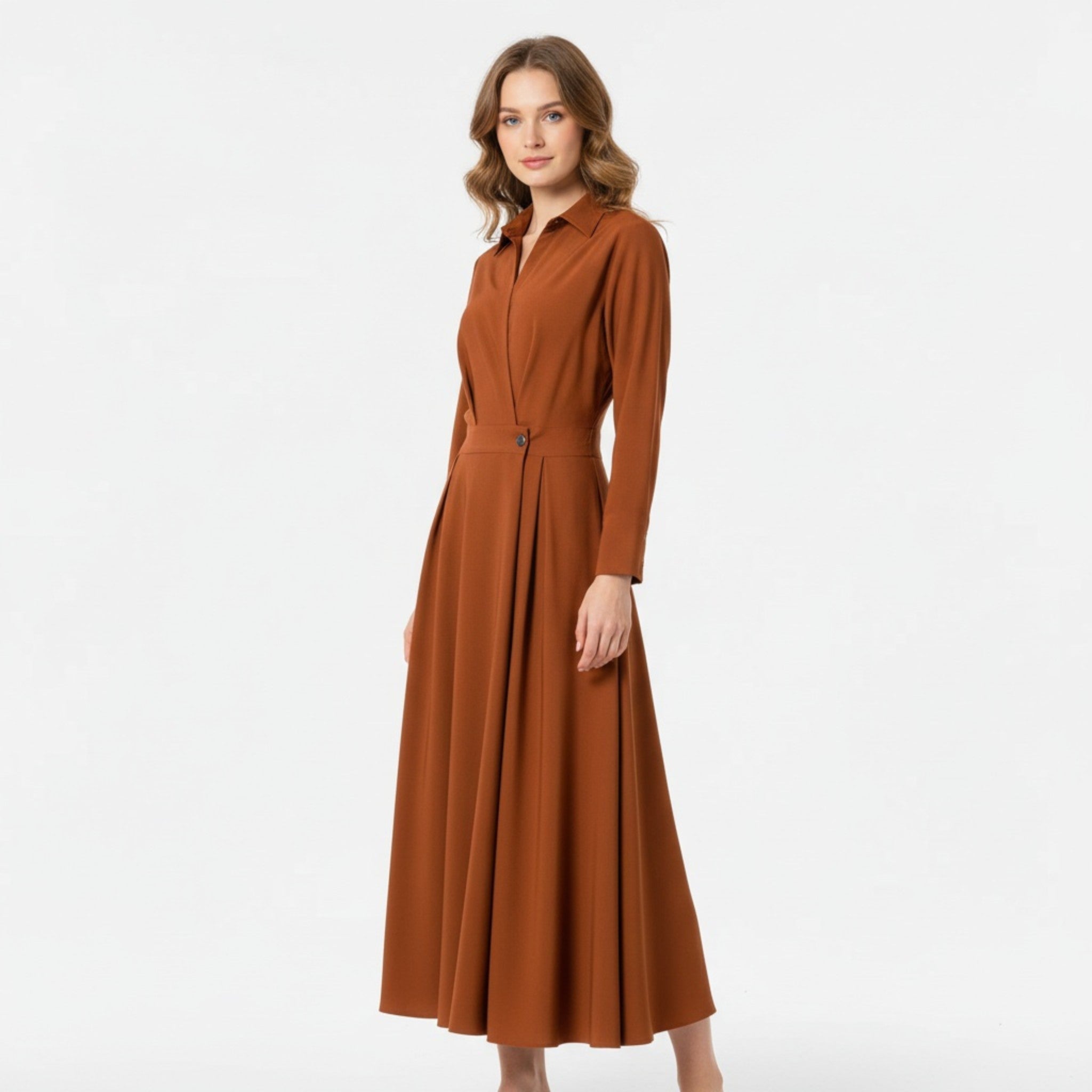 Women’s Long Shirt-Dress in Cotton-Blend